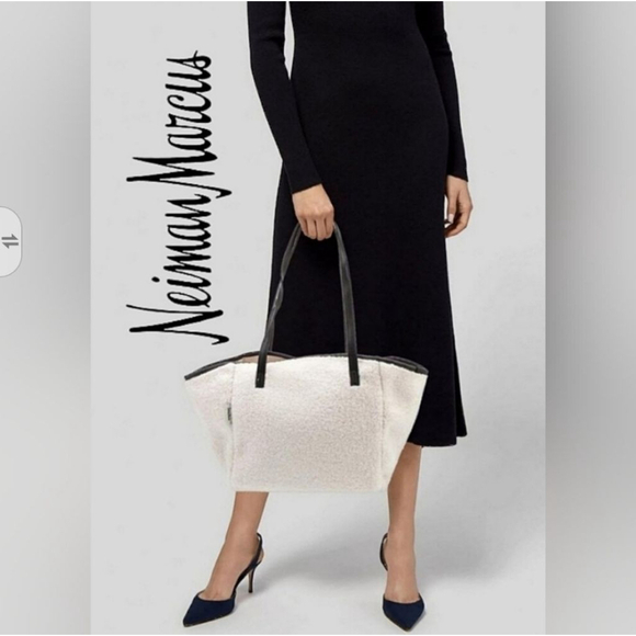 Neiman Marcus Shearling Tote Bag - Picture 2 of 5